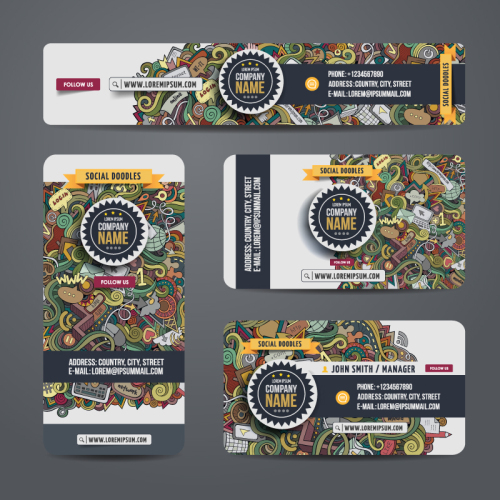 4 business cards creative pattern vector material