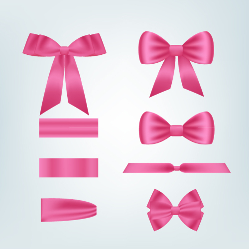 8 pink ribbon and bow vector material