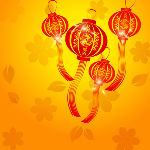 Red Lantern festival exquisite design vector material
