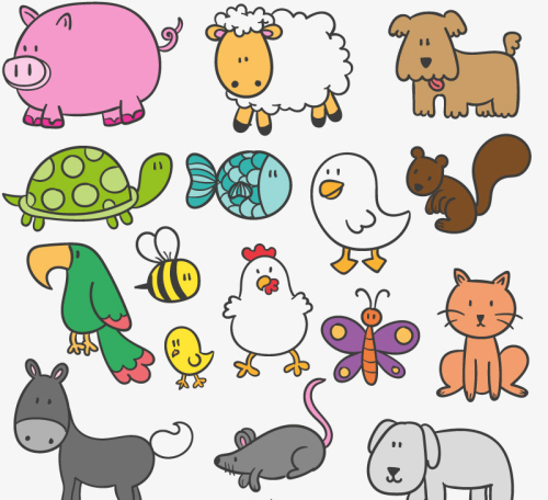 16 models of cartoon animals vector design