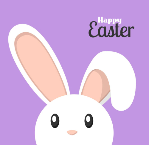 Long ears White Rabbit greeting card vector material