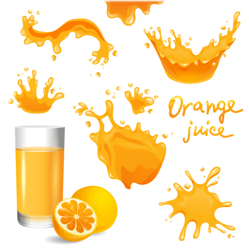 8 juice splash design vector material