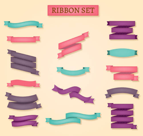 15 models of color ribbon banner vector material