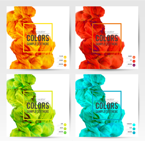 4 water color card vector material