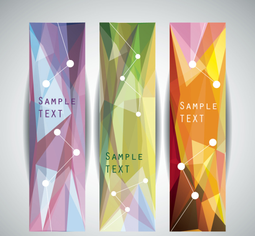 3 color geometric banner design vector