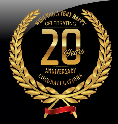 Golden 20th Anniversary label Vectors
