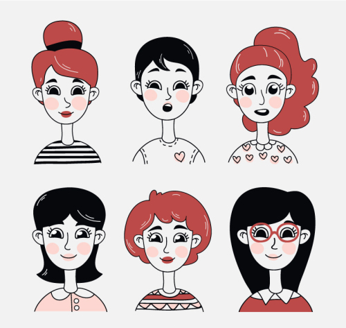 6 Cartoon head of a woman vector material