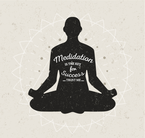 Meditation woman silhouette vector material