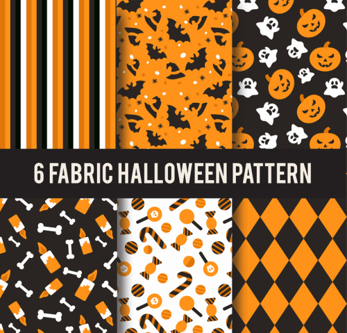 6 Halloween seamless background vector