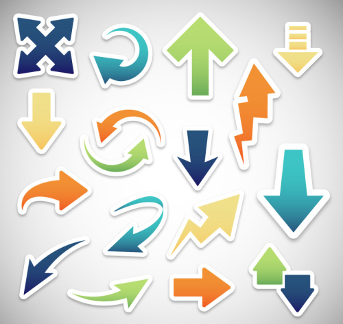 16 models of color arrow stickers Vector