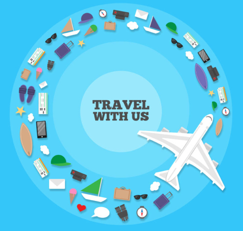 Creative combination of ring travel element vector