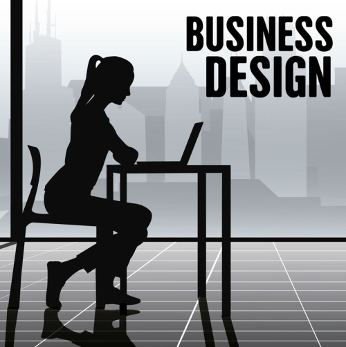 Business office woman silhouette vector material