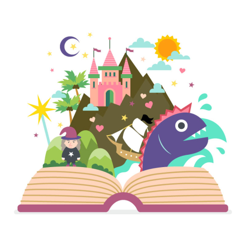 Open books of fairy-tale world vector