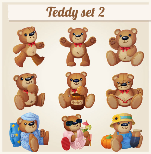 9 Vector material Cartoon teddy bears