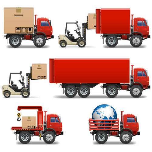 7 of the red truck and truck design vector material