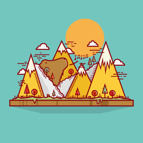 Creative mountain bear vector illustration material