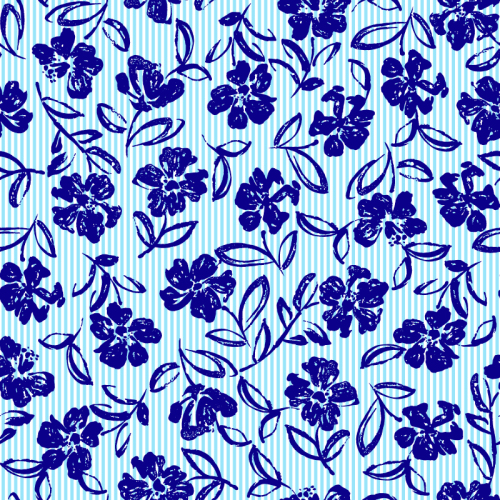 Hand-painted blue floral seamless background vector