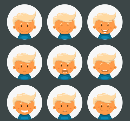9 cute boy expression vector avatar