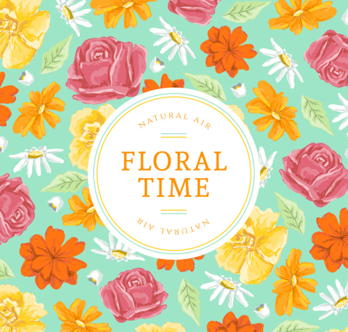 Bright watercolor flowers vector material