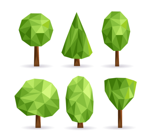 6 Creative green trees vector material