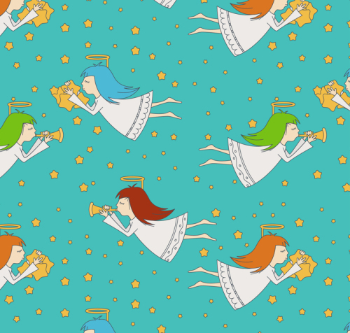 Angel seamless background color vector material