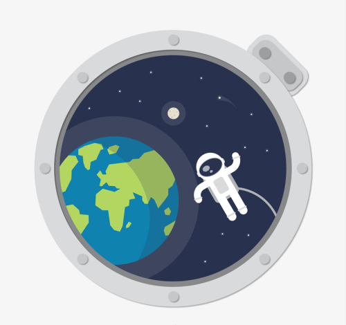 Astronaut extravehicular space and Earth vector