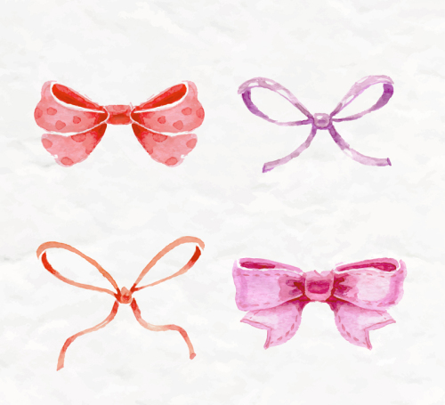 4 watercolor bow design vector