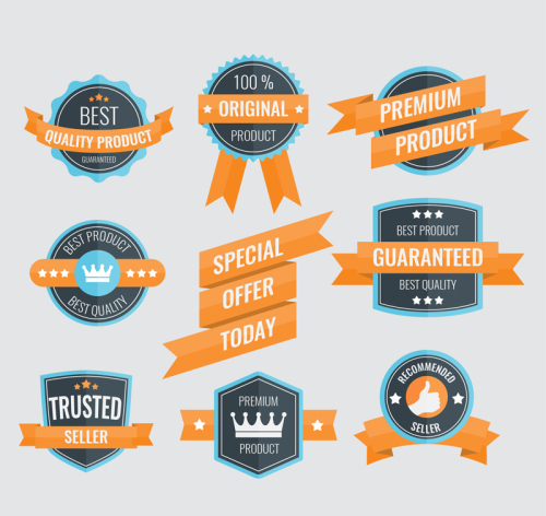 9 orange ribbon sale tag vector material