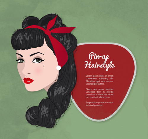 Retro girl hairstyle vector material