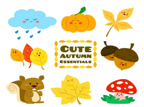 8 lovely autumn element vector