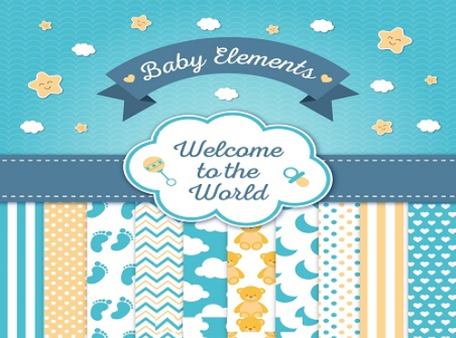 cute baby shower card elements vector